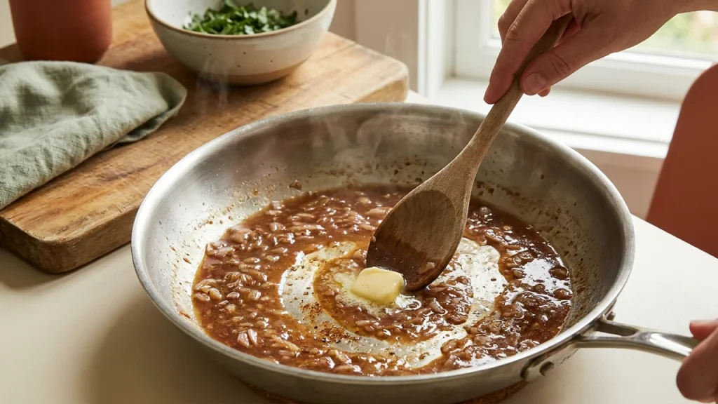 Pan sauce emulsion mechanics and 4 proven rules that create unforgettable velvety depth showing pan sauce emulsion mechanics