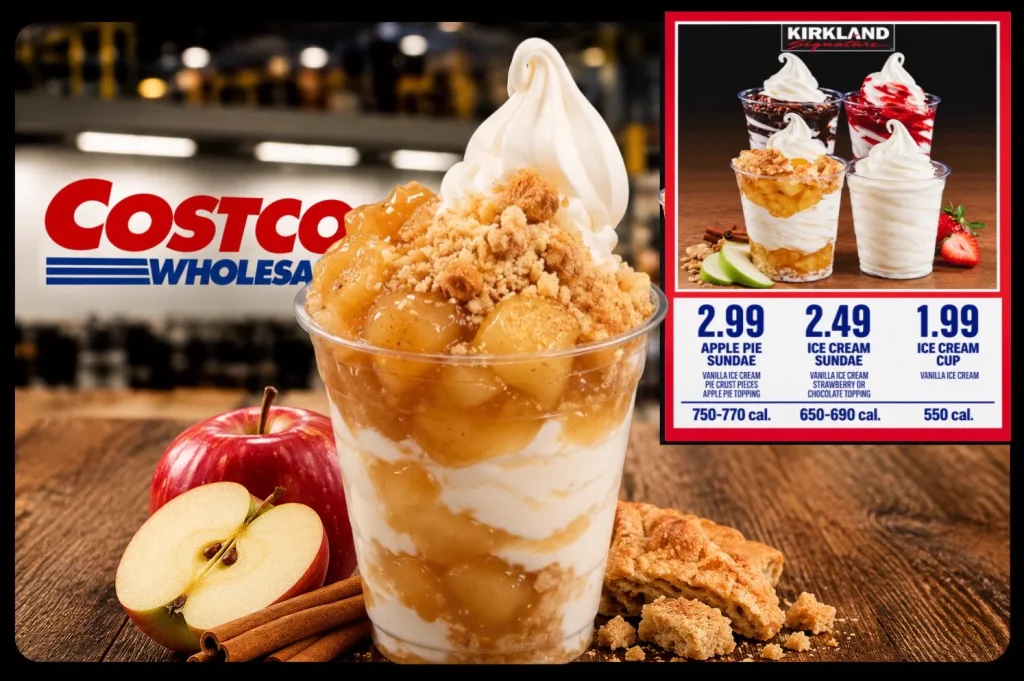 Costco Apple Pie Sundae Delivers 3 Major Sweet Wins as Shoppers Celebrate illustrating costco apple pie sundae