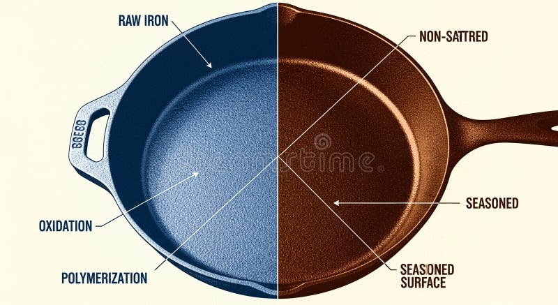 Detailed breakdown illustrating why cast iron seasoning mechanics matters