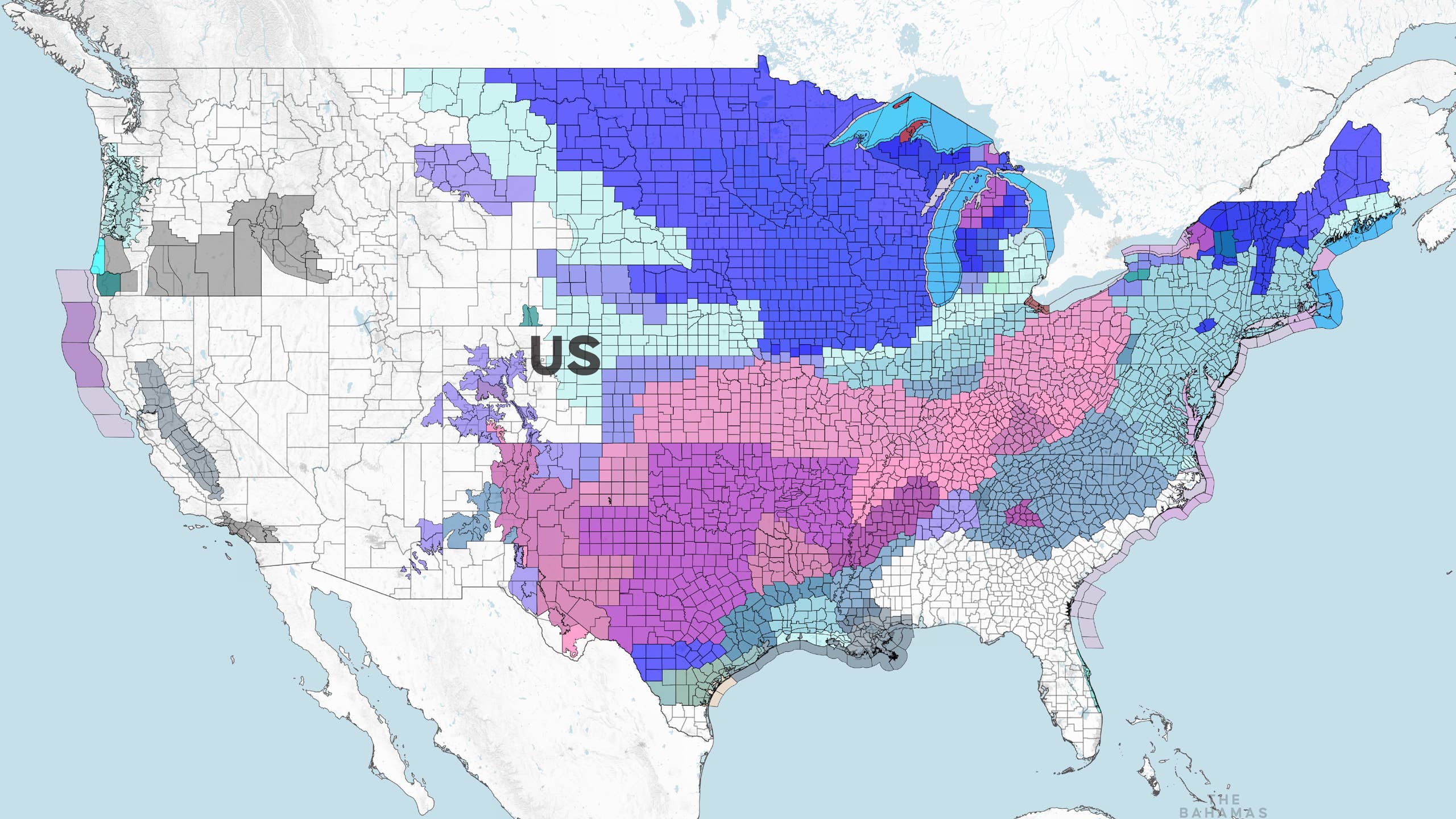 Detailed analysis view examining super el nino winter weather us
